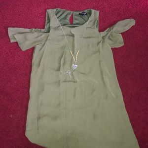 Open Shoulder Dress W/ Necklace